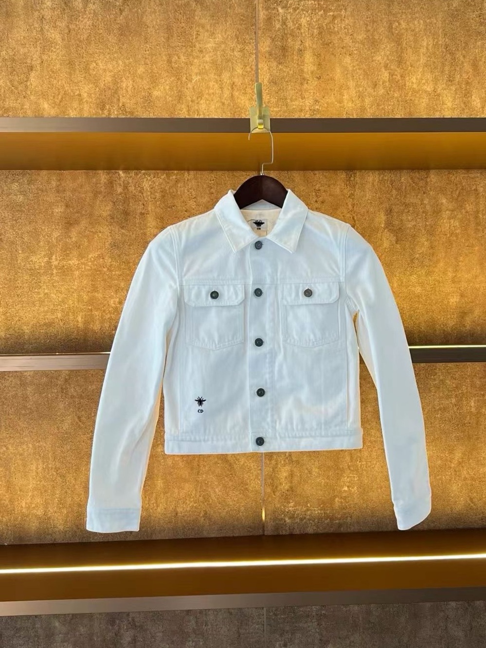 🚩steal Dior White Button-Front Shirt Jacket